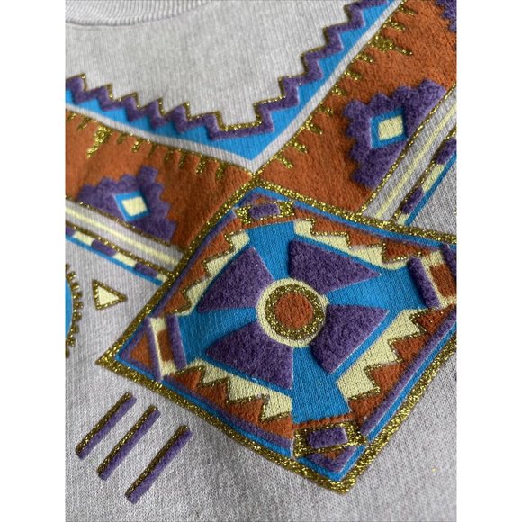 Vintage‎ Lifestyles 90s Aztec Mexican Purple Sweatshirt Adult One Size Made USA - Picture 3 of 15